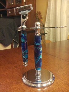 Shaving pieces in "Caribbean Sea" Acrylic.